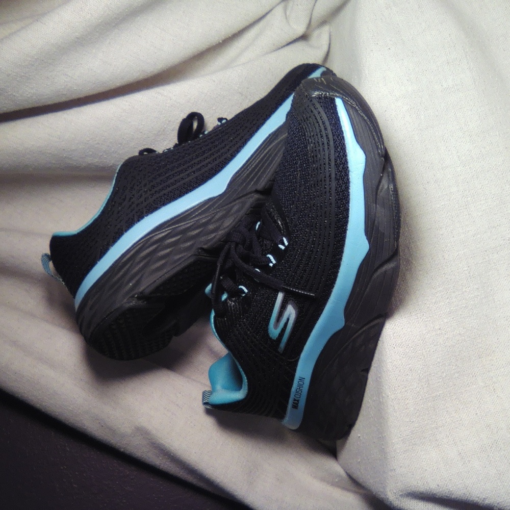 Black Sneakers with Blue Trim